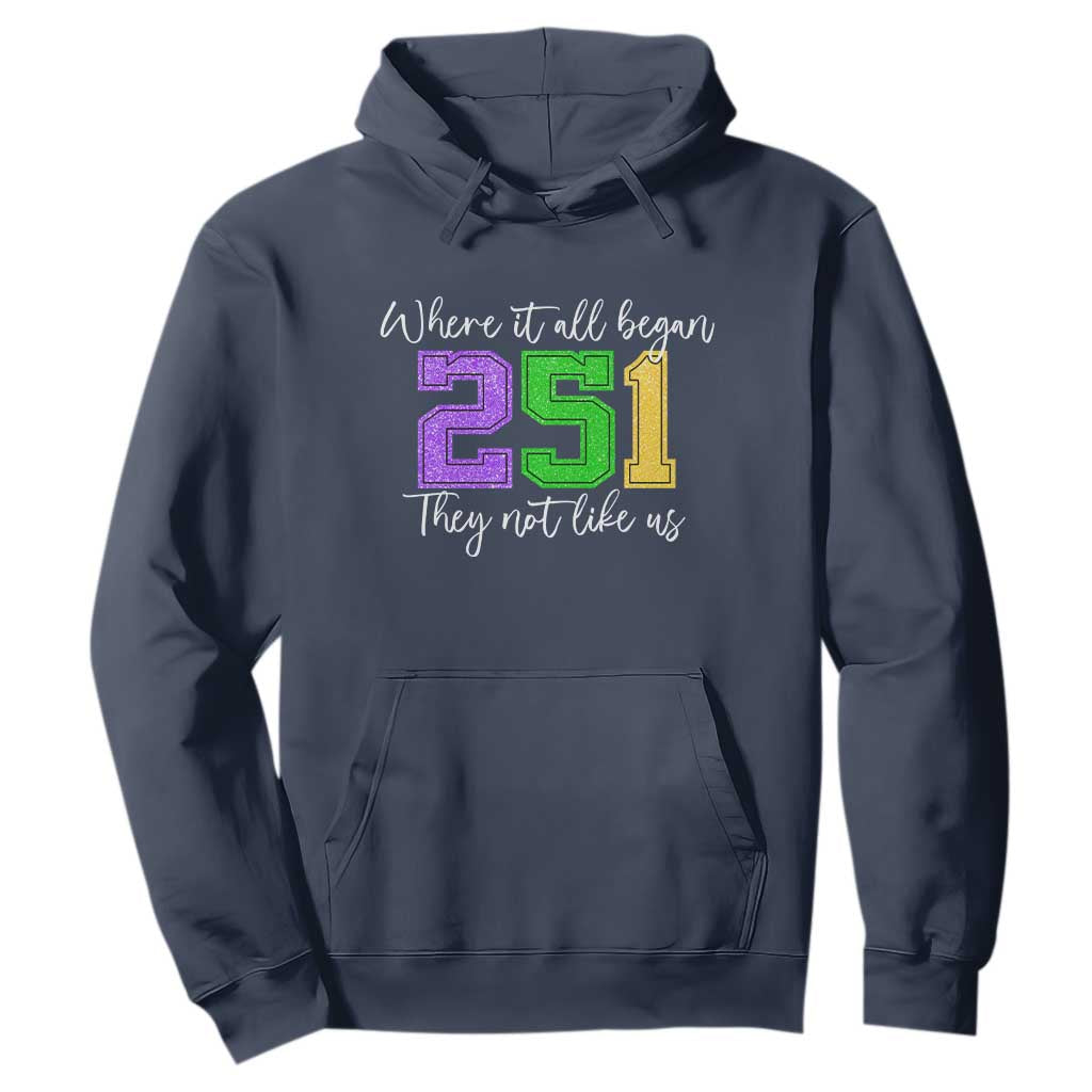 251 Mardi Gras Mobile Alabama Hoodie Where It All Began Fat Tuesday Carnival Glitter Print TS11 Navy Print Your Wear