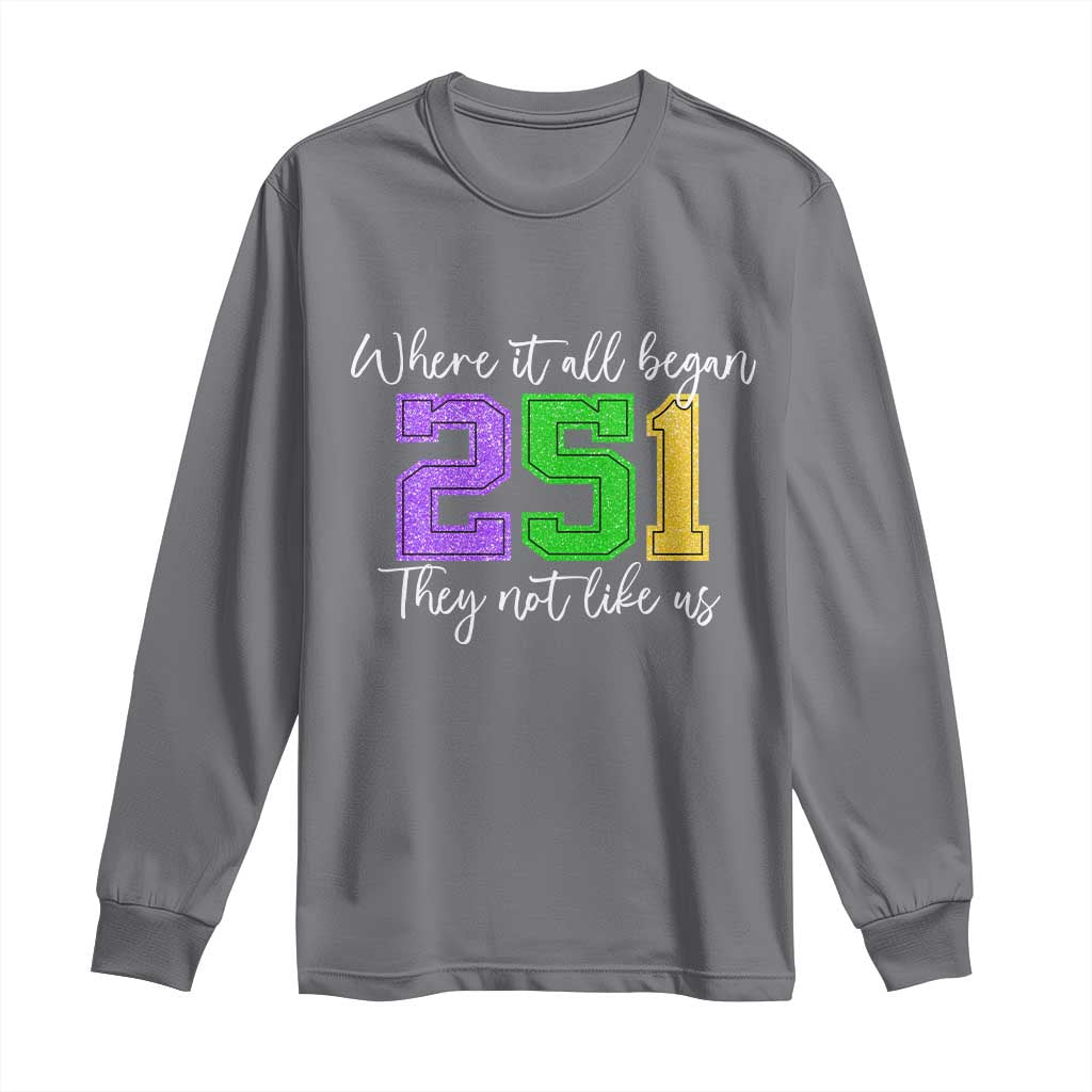 251 Mardi Gras Mobile Alabama Long Sleeve Shirt Where It All Began Fat Tuesday Carnival Glitter Print TS11 Charcoal Print Your Wear