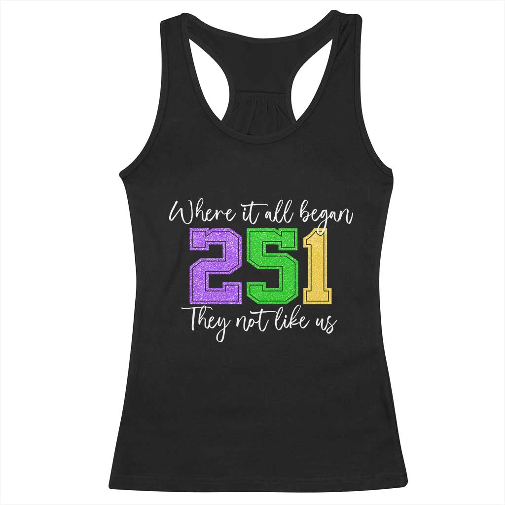 251 Mardi Gras Mobile Alabama Racerback Tank Top Where It All Began Fat Tuesday Carnival Glitter Print TS11 Black Print Your Wear