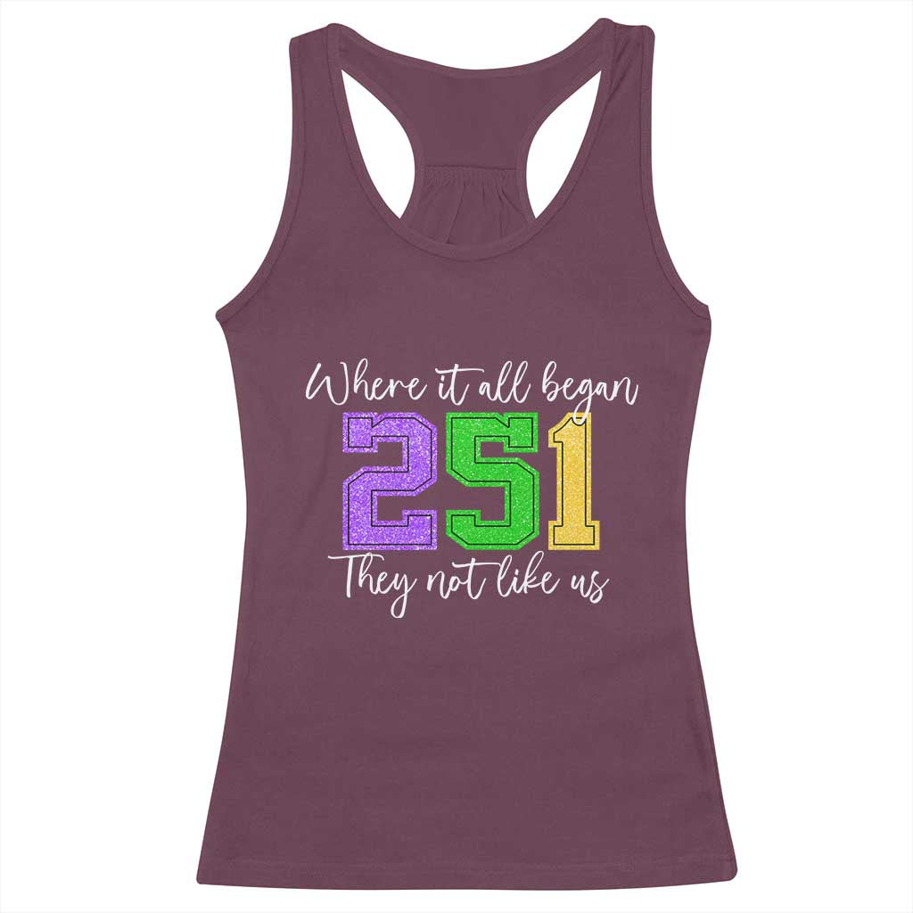 251 Mardi Gras Mobile Alabama Racerback Tank Top Where It All Began Fat Tuesday Carnival Glitter Print TS11 Maroon Print Your Wear