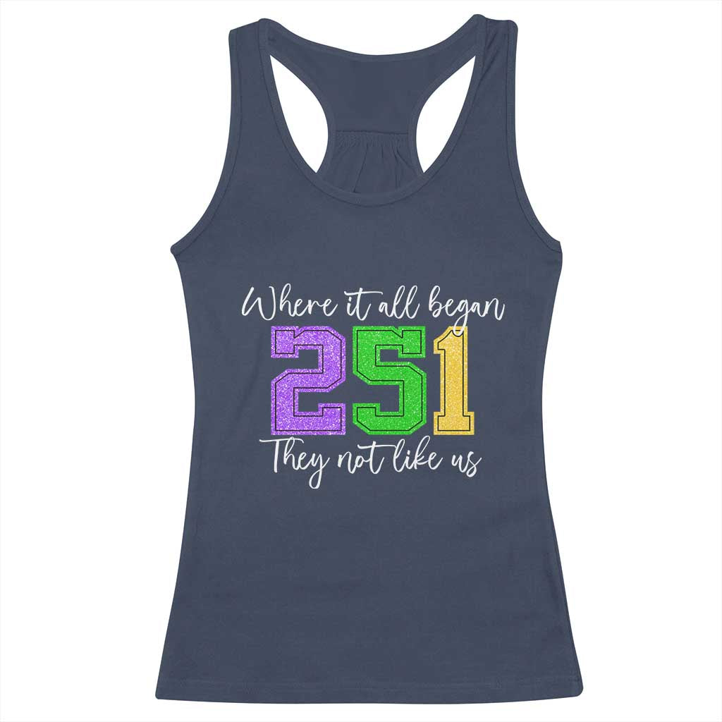 251 Mardi Gras Mobile Alabama Racerback Tank Top Where It All Began Fat Tuesday Carnival Glitter Print TS11 Navy Print Your Wear