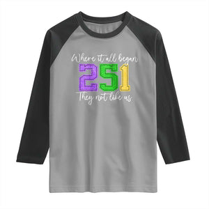 251 Mardi Gras Mobile Alabama Raglan Shirt Where It All Began Fat Tuesday Carnival Glitter Print TS11 Sport Gray Black Print Your Wear