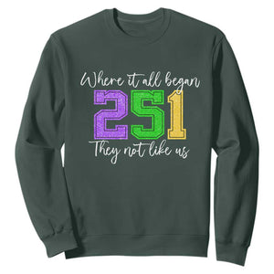 251 Mardi Gras Mobile Alabama Sweatshirt Where It All Began Fat Tuesday Carnival Glitter Print TS11 Dark Forest Green Print Your Wear