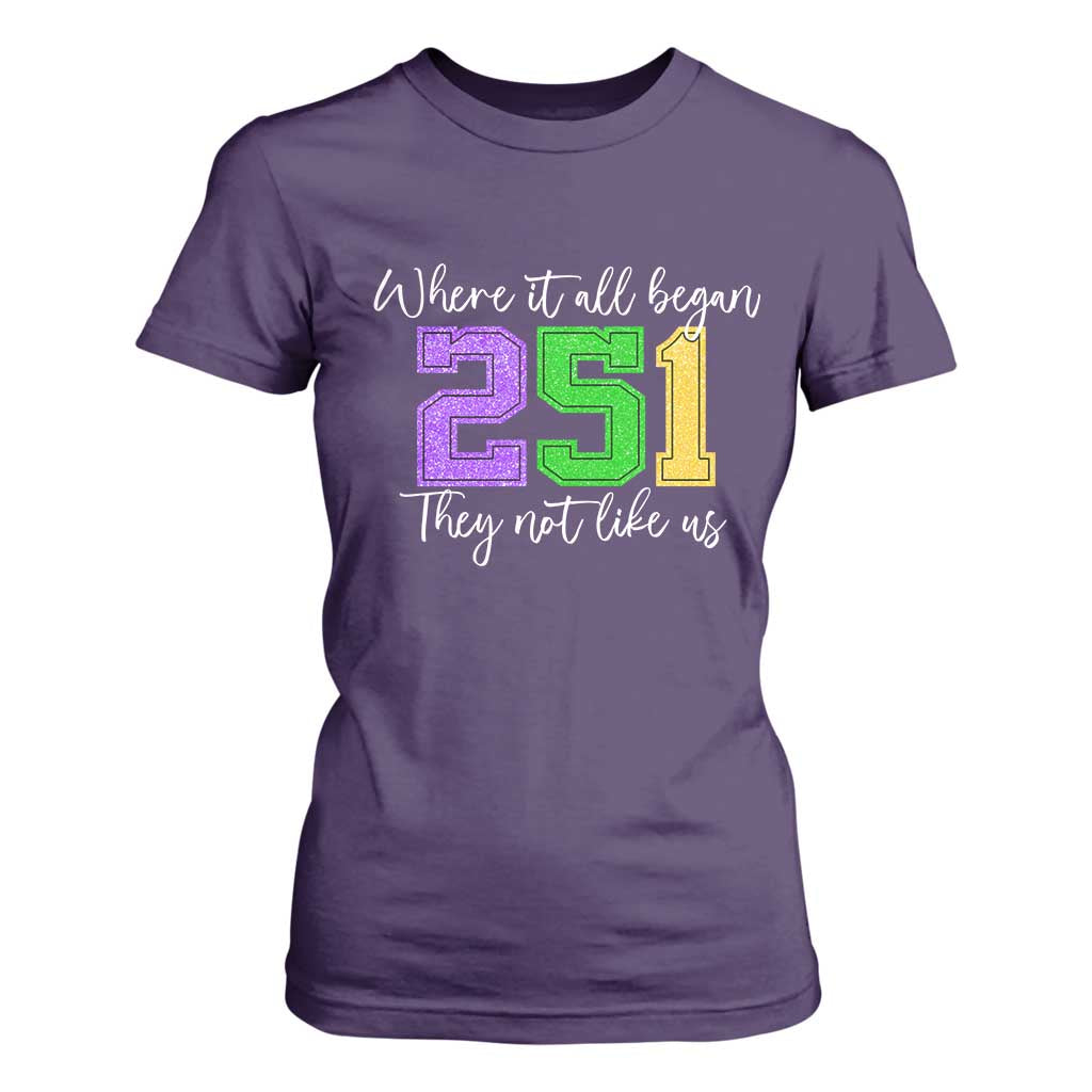 251 Mardi Gras Mobile Alabama T Shirt For Women Where It All Began Fat Tuesday Carnival Glitter Print TS11 Purple Print Your Wear