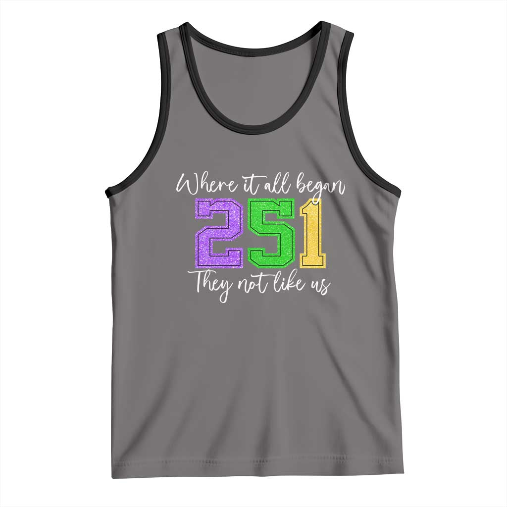 251 Mardi Gras Mobile Alabama Tank Top Where It All Began Fat Tuesday Carnival Glitter Print TS11 Deep Heather Black Print Your Wear