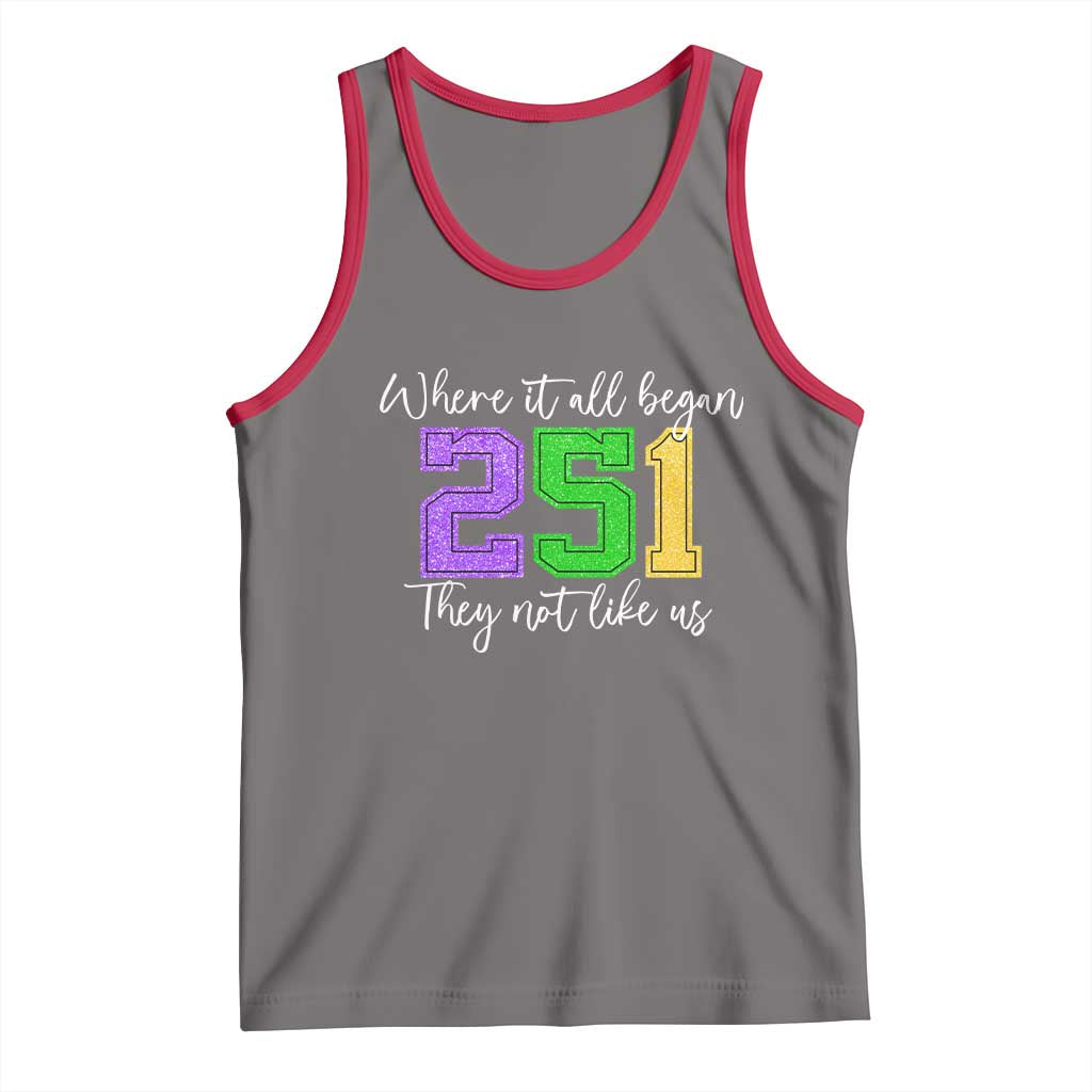 251 Mardi Gras Mobile Alabama Tank Top Where It All Began Fat Tuesday Carnival Glitter Print TS11 Deep Heather Red Print Your Wear