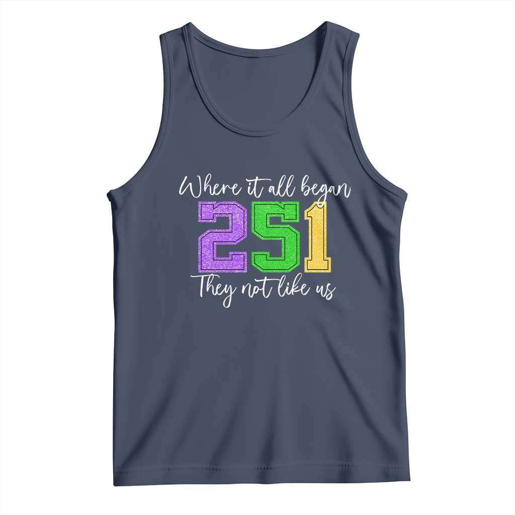 251 Mardi Gras Mobile Alabama Tank Top Where It All Began Fat Tuesday Carnival Glitter Print TS11 Navy Print Your Wear