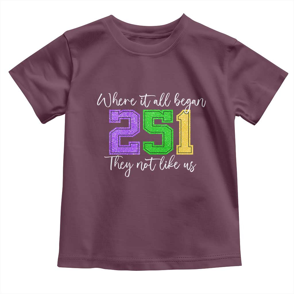 251 Mardi Gras Mobile Alabama Toddler T Shirt Where It All Began Fat Tuesday Carnival Glitter Print TS11 Maroon Print Your Wear
