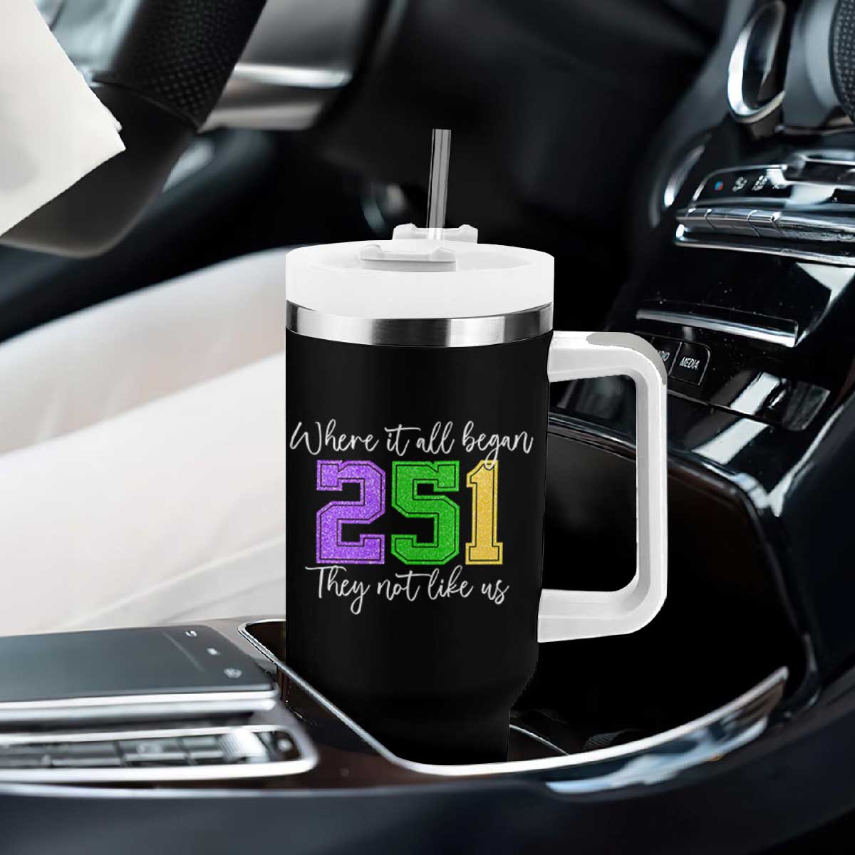 251 Mardi Gras Mobile Alabama Tumbler With Handle Where It All Began Fat Tuesday Carnival Glitter Print TS11 Print Your Wear