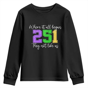 251 Mardi Gras Mobile Alabama Youth Sweatshirt Where It All Began Fat Tuesday Carnival Glitter Print TS11 Black Print Your Wear
