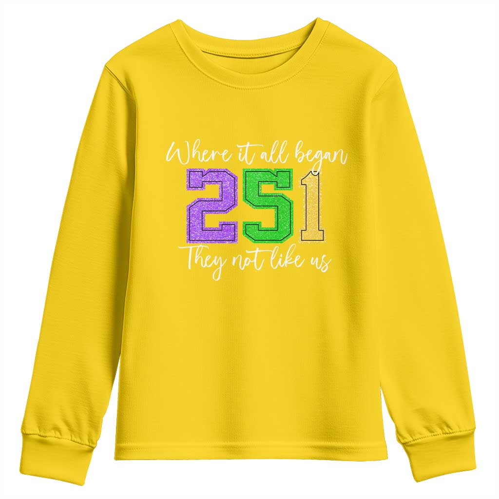 251 Mardi Gras Mobile Alabama Youth Sweatshirt Where It All Began Fat Tuesday Carnival Glitter Print TS11 Daisy Print Your Wear