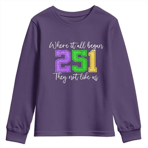 251 Mardi Gras Mobile Alabama Youth Sweatshirt Where It All Began Fat Tuesday Carnival Glitter Print TS11 Purple Print Your Wear