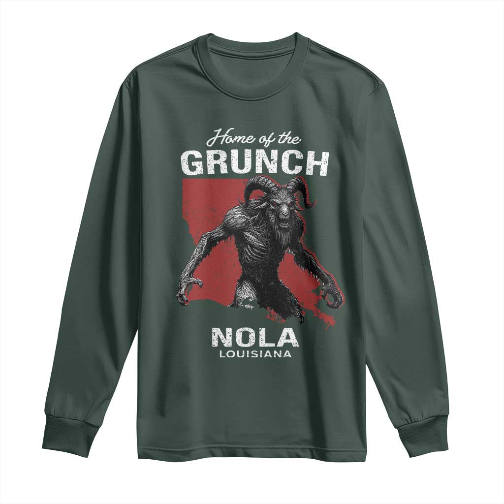 Home Of The Grunch Nola Louisiana Long Sleeve Shirt New Orleans Urban Legend TS11 Dark Forest Green Print Your Wear