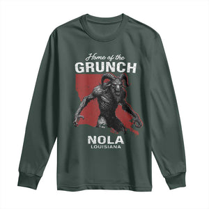 Home Of The Grunch Nola Louisiana Long Sleeve Shirt New Orleans Urban Legend TS11 Dark Forest Green Print Your Wear