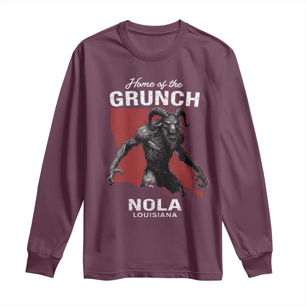 Home Of The Grunch Nola Louisiana Long Sleeve Shirt New Orleans Urban Legend TS11 Maroon Print Your Wear
