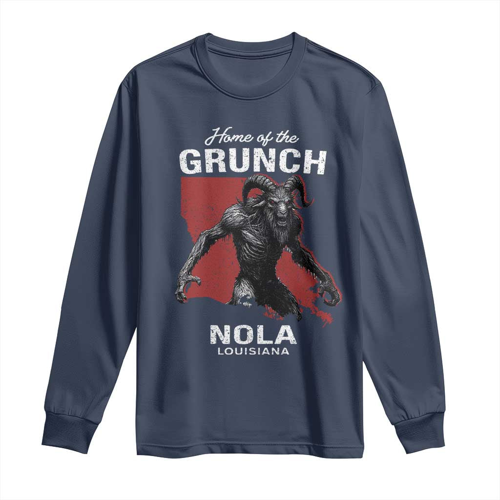 Home Of The Grunch Nola Louisiana Long Sleeve Shirt New Orleans Urban Legend TS11 Navy Print Your Wear