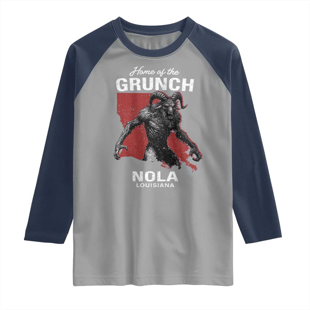 Home Of The Grunch Nola Louisiana Raglan Shirt New Orleans Urban Legend TS11 Sport Gray Navy Print Your Wear