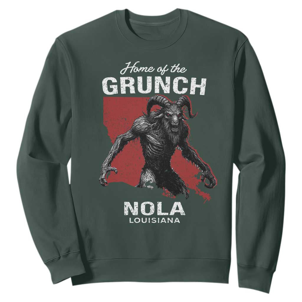 Home Of The Grunch Nola Louisiana Sweatshirt New Orleans Urban Legend TS11 Dark Forest Green Print Your Wear