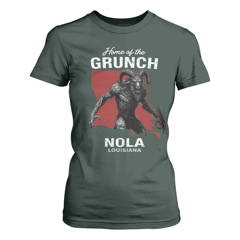 Home Of The Grunch Nola Louisiana T Shirt For Women New Orleans Urban Legend TS11 Dark Forest Green Print Your Wear