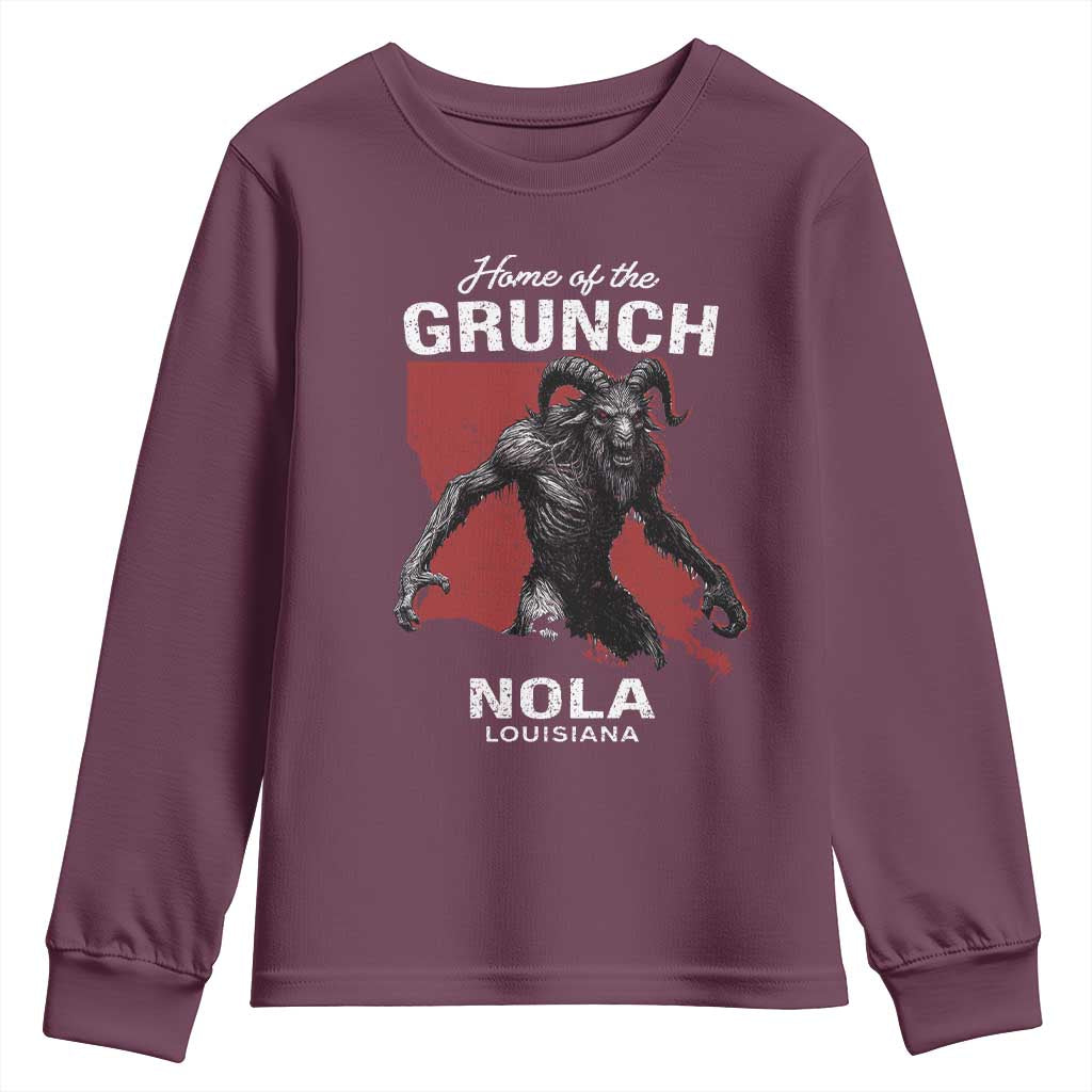 Home Of The Grunch Nola Louisiana Youth Sweatshirt New Orleans Urban Legend TS11 Maroon Print Your Wear