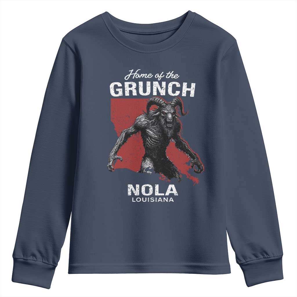 Home Of The Grunch Nola Louisiana Youth Sweatshirt New Orleans Urban Legend TS11 Navy Print Your Wear