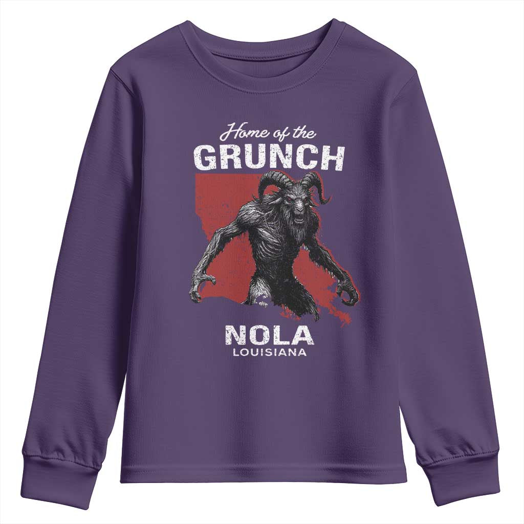 Home Of The Grunch Nola Louisiana Youth Sweatshirt New Orleans Urban Legend TS11 Purple Print Your Wear