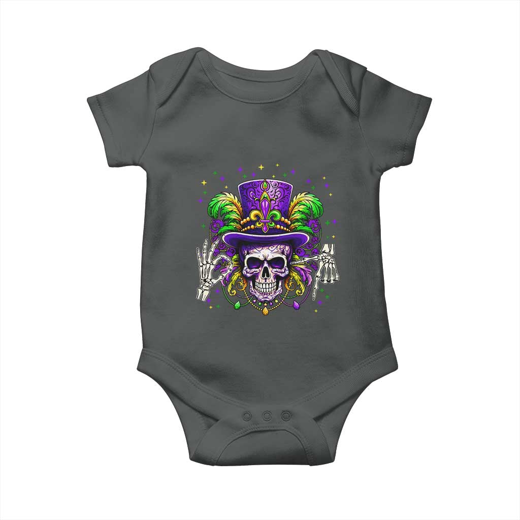 Mardi Gras Skull 67 Six Seven Meme New Orleans Witch Doctor Voodoo Baby Onesie TS11 Dark Heather Print Your Wear