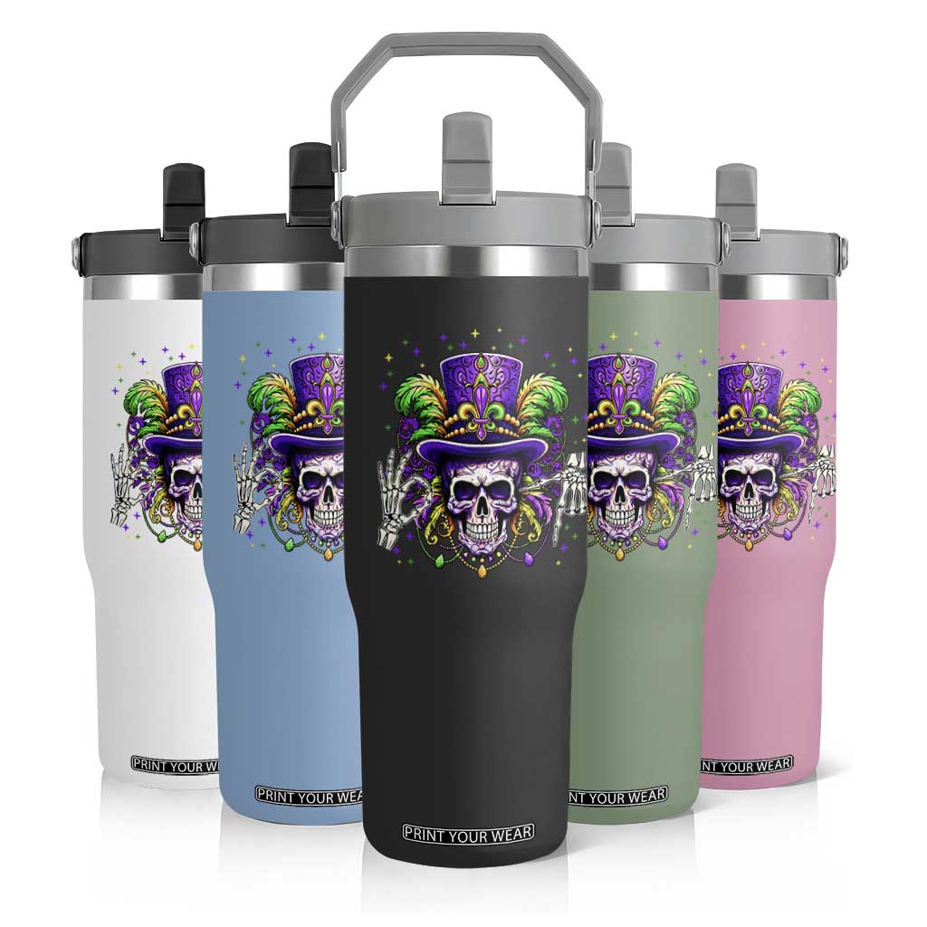 Mardi Gras Skull 67 Six Seven Meme New Orleans Witch Doctor Voodoo Flip Straw Tumbler TS11 Print Your Wear