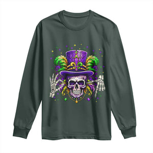 Mardi Gras Skull 67 Six Seven Meme New Orleans Witch Doctor Voodoo Long Sleeve Shirt TS11 Dark Forest Green Print Your Wear
