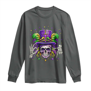 Mardi Gras Skull 67 Six Seven Meme New Orleans Witch Doctor Voodoo Long Sleeve Shirt TS11 Dark Heather Print Your Wear