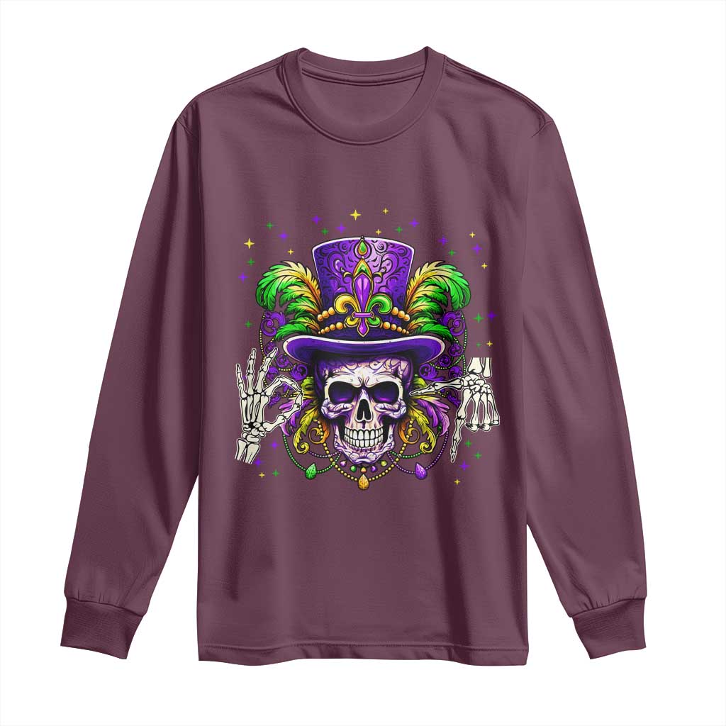 Mardi Gras Skull 67 Six Seven Meme New Orleans Witch Doctor Voodoo Long Sleeve Shirt TS11 Maroon Print Your Wear