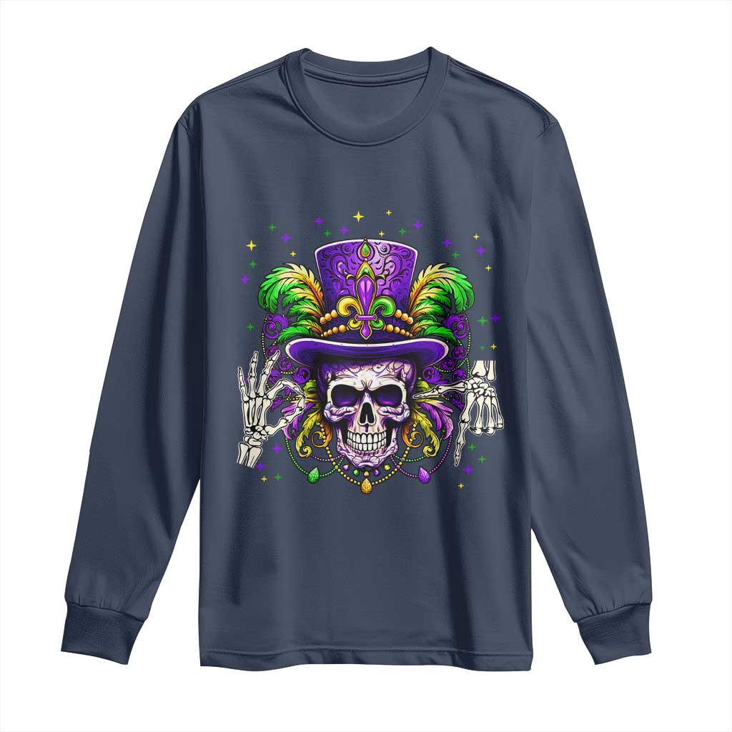 Mardi Gras Skull 67 Six Seven Meme New Orleans Witch Doctor Voodoo Long Sleeve Shirt TS11 Navy Print Your Wear