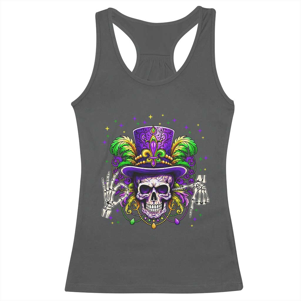 Mardi Gras Skull 67 Six Seven Meme New Orleans Witch Doctor Voodoo Racerback Tank Top TS11 Dark Heather Print Your Wear