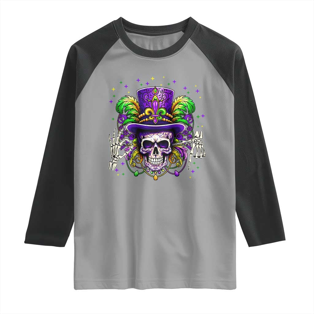 Mardi Gras Skull 67 Six Seven Meme New Orleans Witch Doctor Voodoo Raglan Shirt TS11 Sport Gray Black Print Your Wear