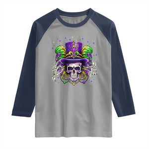 Mardi Gras Skull 67 Six Seven Meme New Orleans Witch Doctor Voodoo Raglan Shirt TS11 Sport Gray Navy Print Your Wear