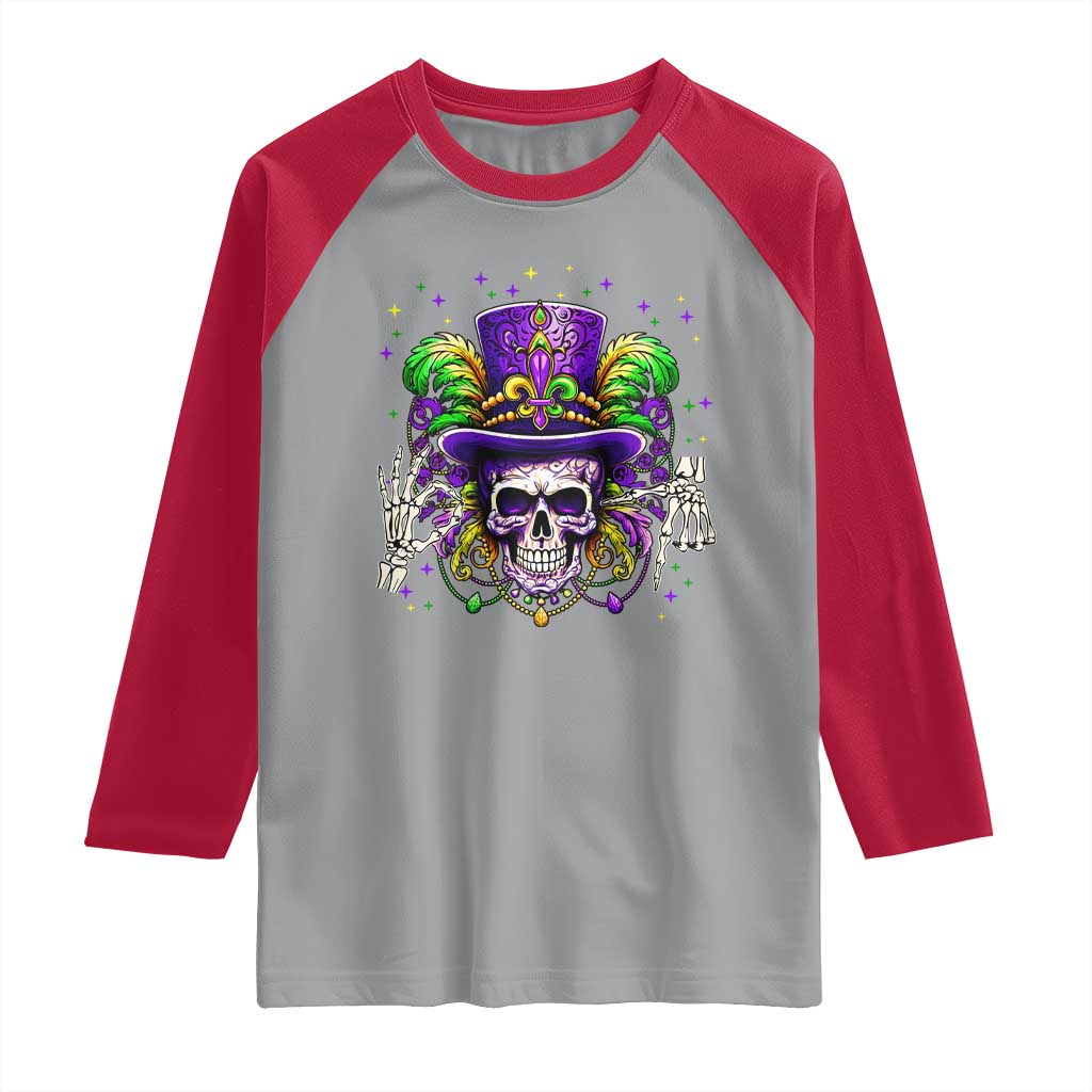 Mardi Gras Skull 67 Six Seven Meme New Orleans Witch Doctor Voodoo Raglan Shirt TS11 Sport Gray Red Print Your Wear
