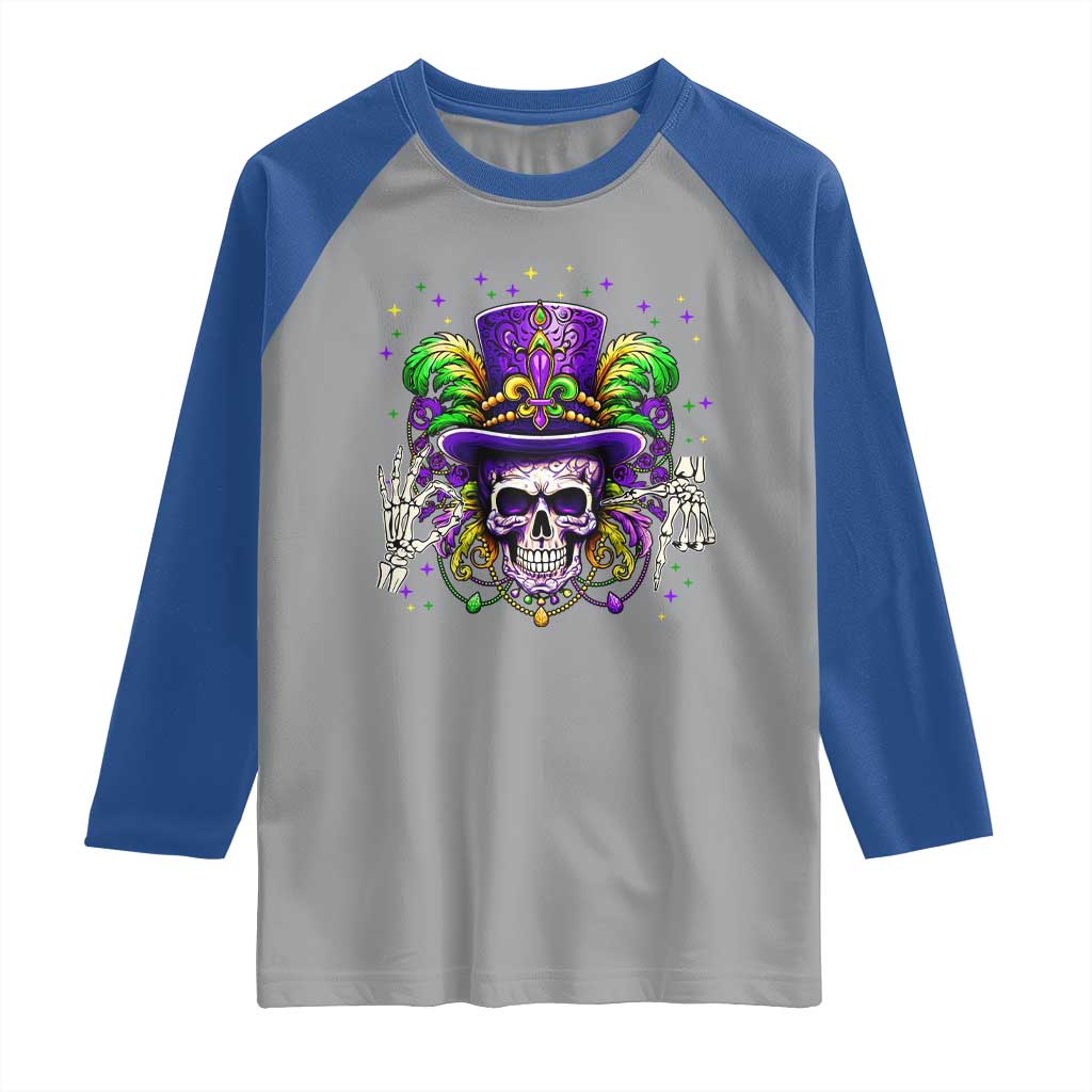 Mardi Gras Skull 67 Six Seven Meme New Orleans Witch Doctor Voodoo Raglan Shirt TS11 Sport Gray Royal Print Your Wear