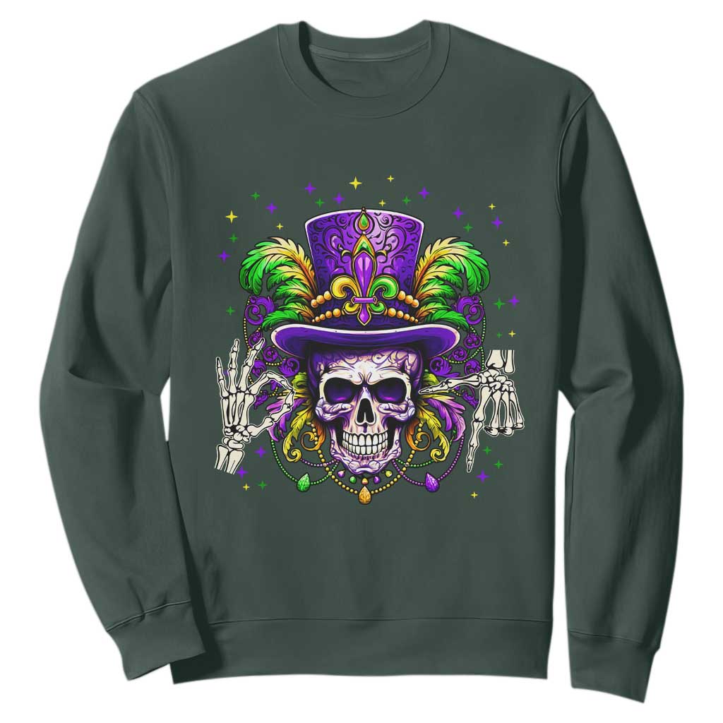 Mardi Gras Skull 67 Six Seven Meme New Orleans Witch Doctor Voodoo Sweatshirt TS11 Dark Forest Green Print Your Wear