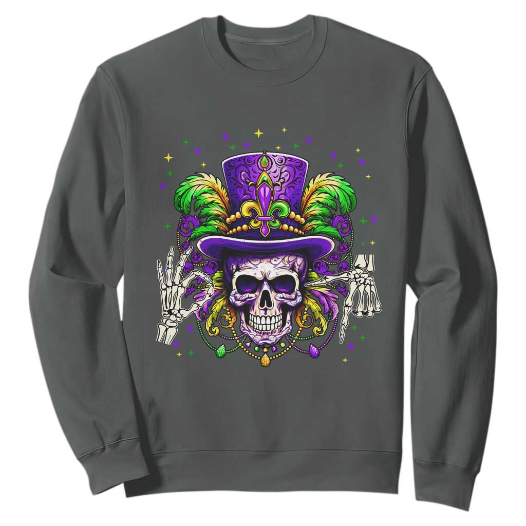 Mardi Gras Skull 67 Six Seven Meme New Orleans Witch Doctor Voodoo Sweatshirt TS11 Dark Heather Print Your Wear