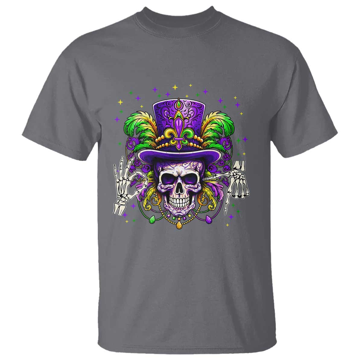 Mardi Gras Skull 67 Six Seven Meme New Orleans Witch Doctor Voodoo T Shirt TS11 Charcoal Print Your Wear