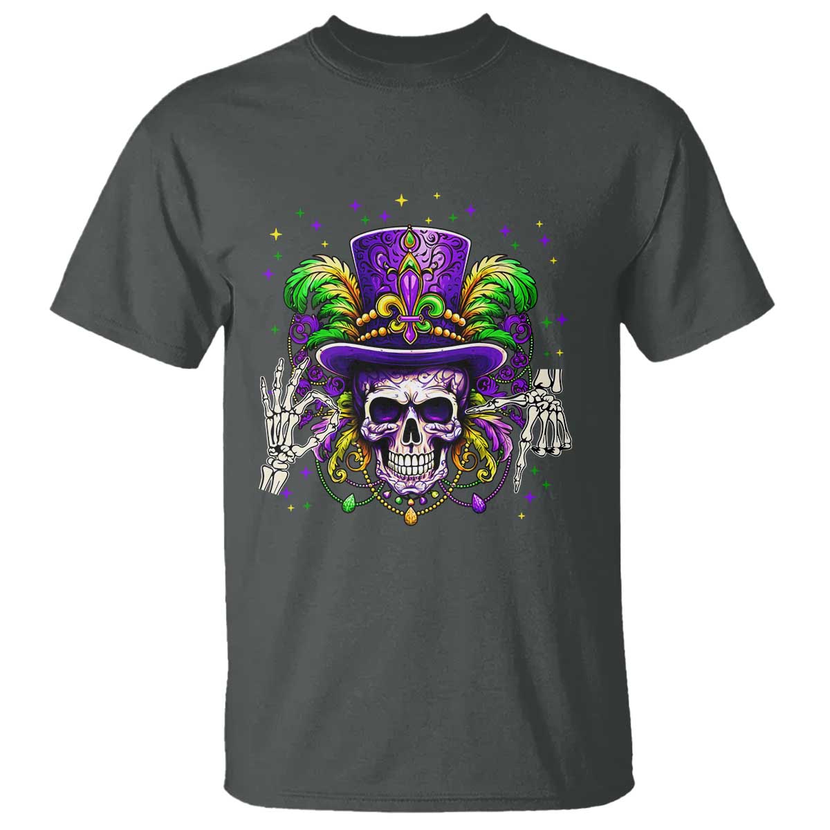 Mardi Gras Skull 67 Six Seven Meme New Orleans Witch Doctor Voodoo T Shirt TS11 Dark Heather Print Your Wear