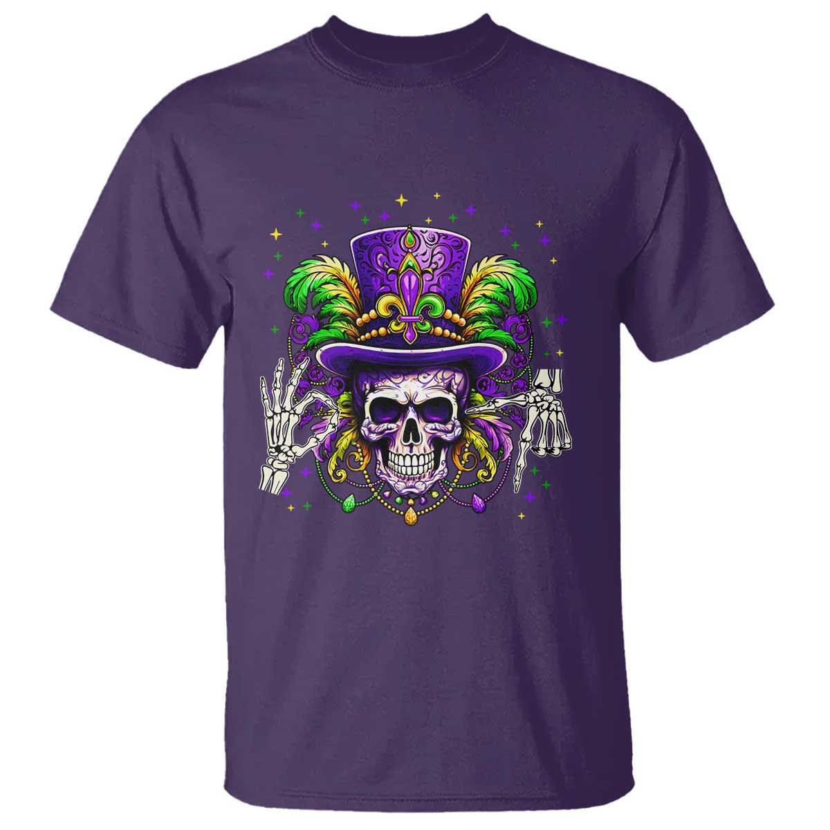 Mardi Gras Skull 67 Six Seven Meme New Orleans Witch Doctor Voodoo T Shirt TS11 Purple Print Your Wear