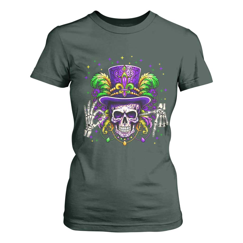 Mardi Gras Skull 67 Six Seven Meme New Orleans Witch Doctor Voodoo T Shirt For Women TS11 Dark Forest Green Print Your Wear