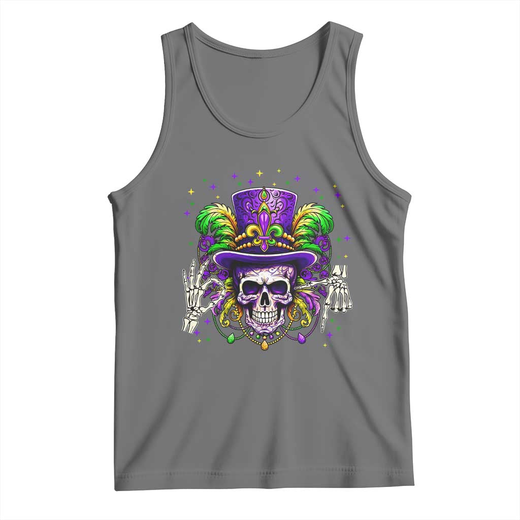 Mardi Gras Skull 67 Six Seven Meme New Orleans Witch Doctor Voodoo Tank Top TS11 Black Heather Print Your Wear