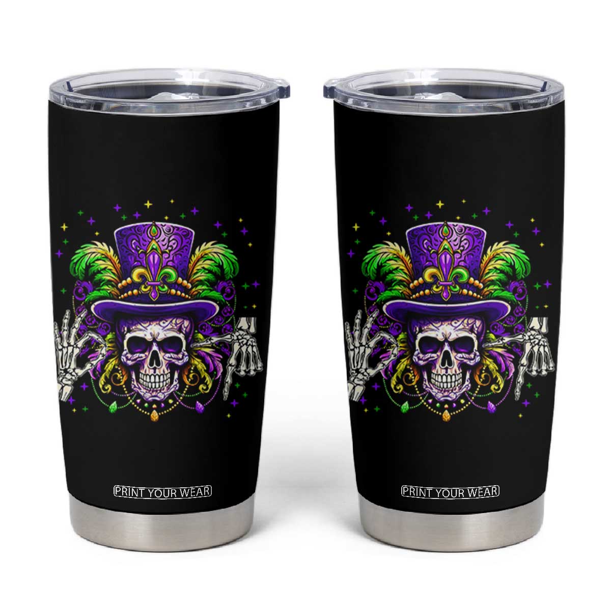Mardi Gras Skull 67 Six Seven Meme New Orleans Witch Doctor Voodoo Tumbler Cup TS11 Black Print Your Wear
