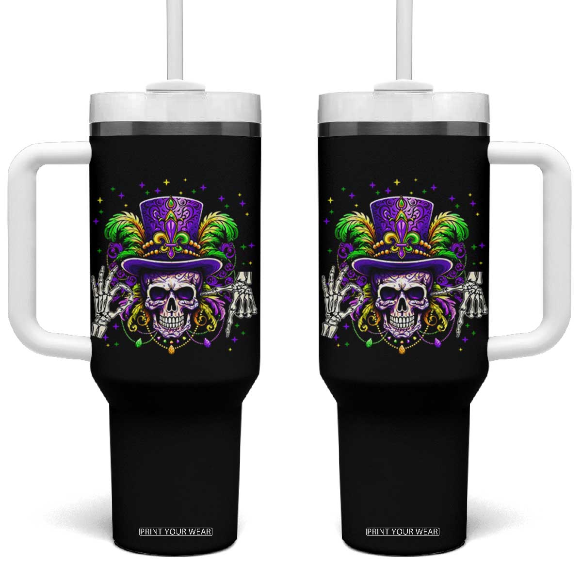 Mardi Gras Skull 67 Six Seven Meme New Orleans Witch Doctor Voodoo Tumbler With Handle TS11 One Size: 40 oz Black Print Your Wear