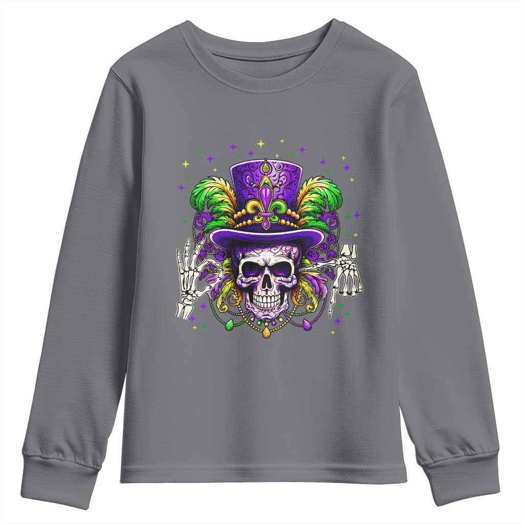 Mardi Gras Skull 67 Six Seven Meme New Orleans Witch Doctor Voodoo Youth Sweatshirt TS11 Charcoal Print Your Wear