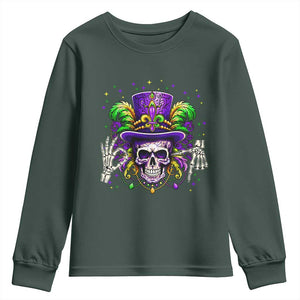 Mardi Gras Skull 67 Six Seven Meme New Orleans Witch Doctor Voodoo Youth Sweatshirt TS11 Dark Forest Green Print Your Wear
