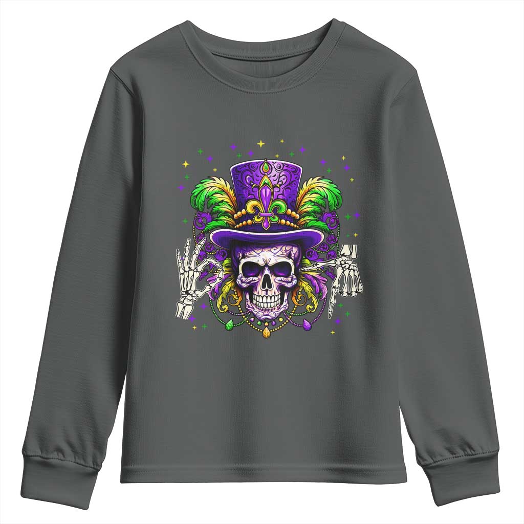 Mardi Gras Skull 67 Six Seven Meme New Orleans Witch Doctor Voodoo Youth Sweatshirt TS11 Dark Heather Print Your Wear