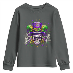 Mardi Gras Skull 67 Six Seven Meme New Orleans Witch Doctor Voodoo Youth Sweatshirt TS11 Dark Heather Print Your Wear
